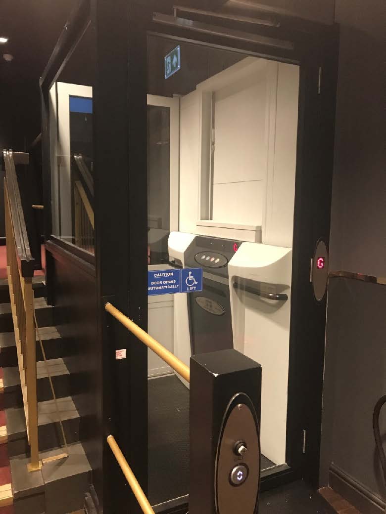 A picture of an accessible lift in the Peacock Theatre 
