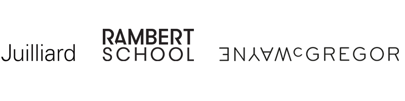 Juilliard Rambert and Studio Wayne McGregor logos